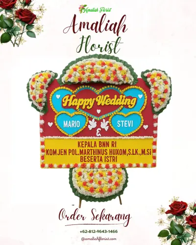 Karangan Papan Bunga Pernikahan di Binaka